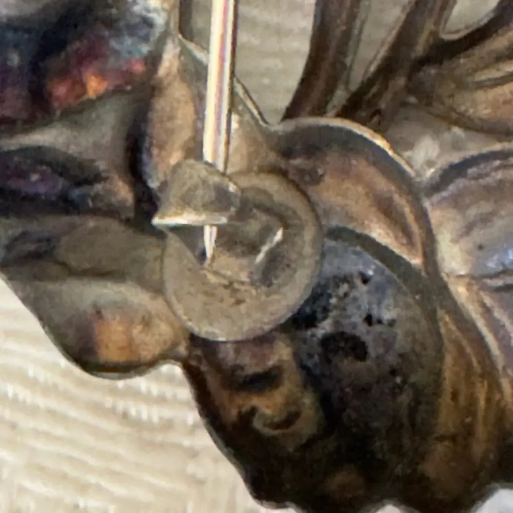 Antique Art Nouveau Tulip Sash Pin Floral Broach 1920’s Pot Metal Repousse